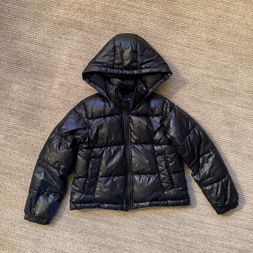 Art Class Kids Black Hooded Puffer Jacket Warm Outerwear Unisex Size L 10/12
